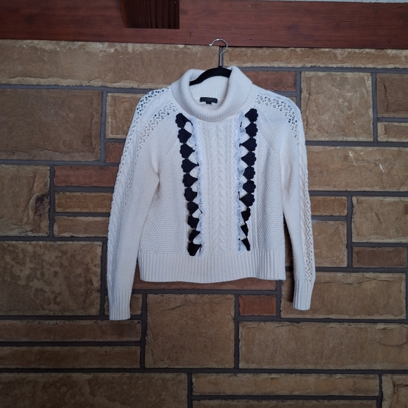 J. Crew Ruffle Front Cable Knit Turtleneck Sweater XS - Picture 2 of 12